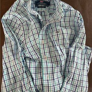 Vineyard Vines kids Green and Blue Check Shirt